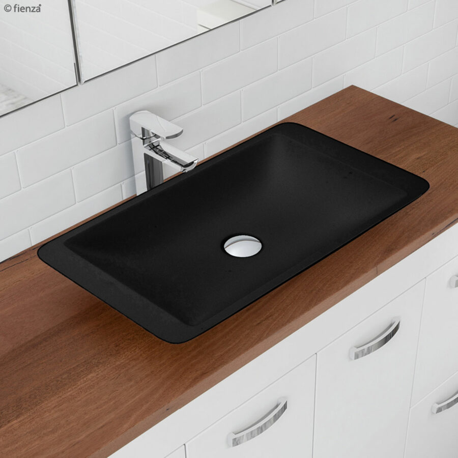 Fienza Classique 600 Matte Black Cast Stone Above Counter Basin