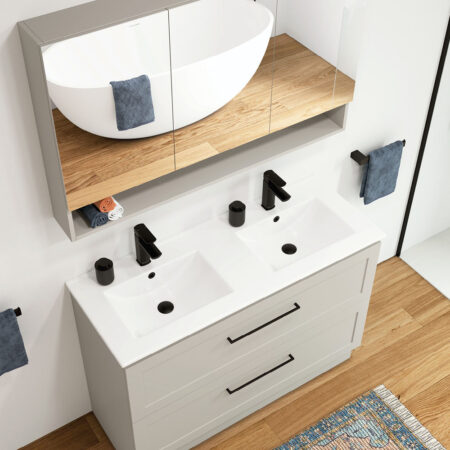 Fienza Dolce Full Depth Double Bowl Ceramic Basin-Top 1200