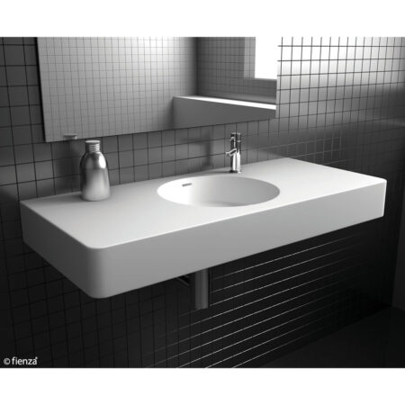 Fienza Encanto 1200 Cast Stone Wall Basin, Centre Bowl, 1 Tap Hole