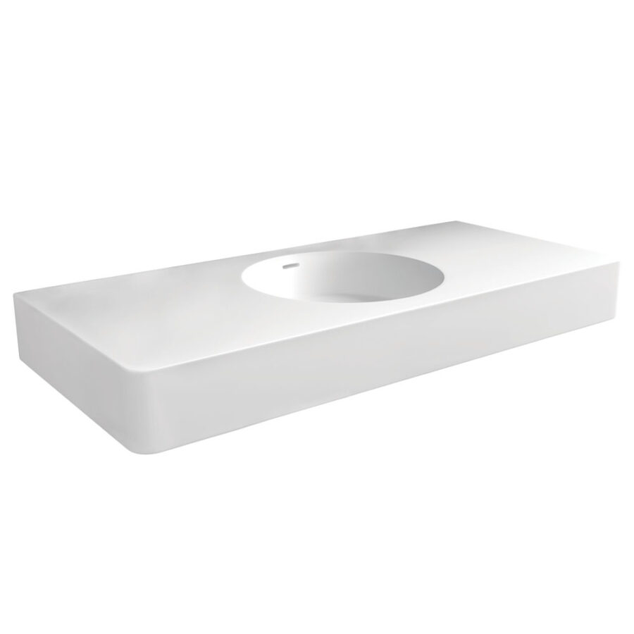 Fienza Encanto 1200 Cast Stone Wall Basin, Centre Bowl, No Tap Hole