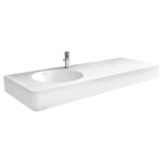 Fienza Encanto 1200 Cast Stone Wall Basin, Left-Hand Bowl, 1 Tap Hole