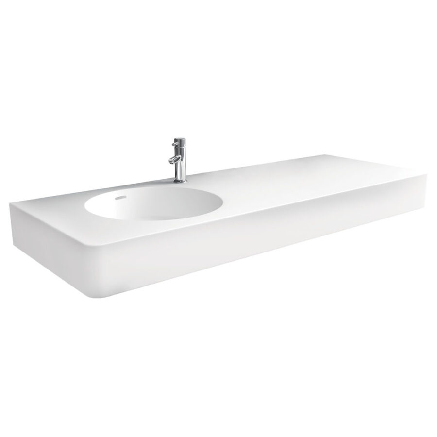 Fienza Encanto 1200 Cast Stone Wall Basin, Left-Hand Bowl, 1 Tap Hole