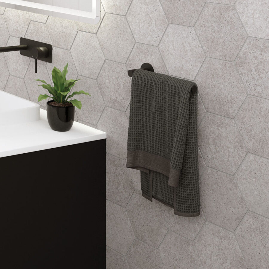 Fienza Kaya Hand Towel Rail / Toilet Roll Holder, Matte Black