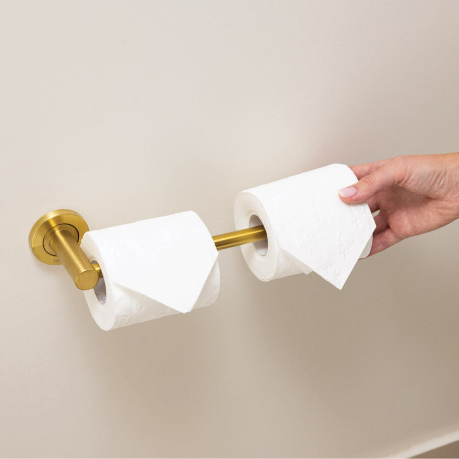 Fienza Kaya Hand Towel Rail / Toilet Roll Holder, Urban Brass