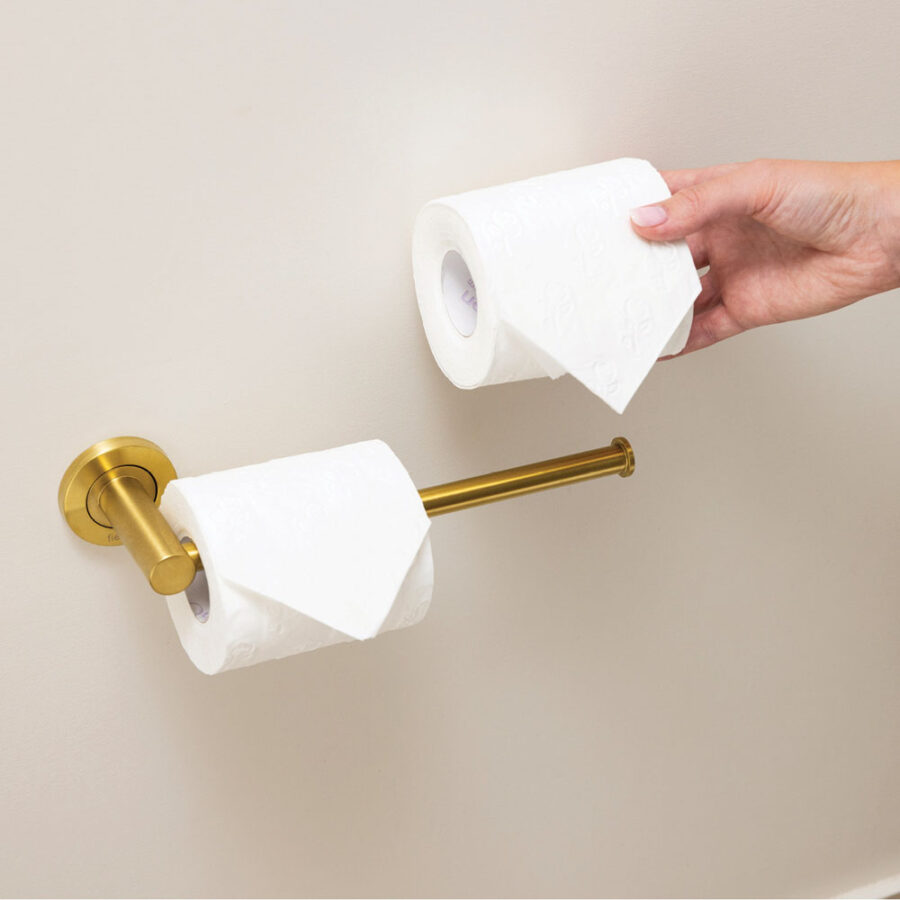 Fienza Kaya Hand Towel Rail / Toilet Roll Holder, Urban Brass