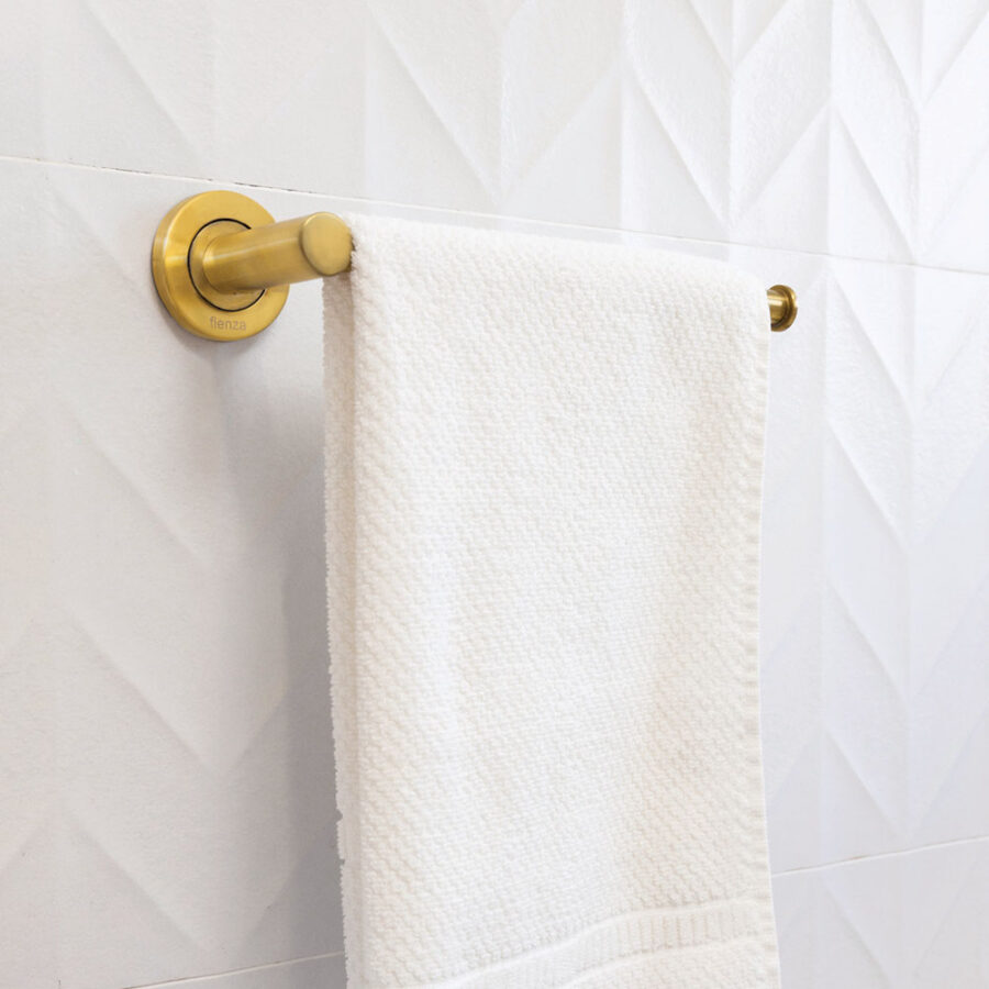 Fienza Kaya Hand Towel Rail / Toilet Roll Holder, Urban Brass