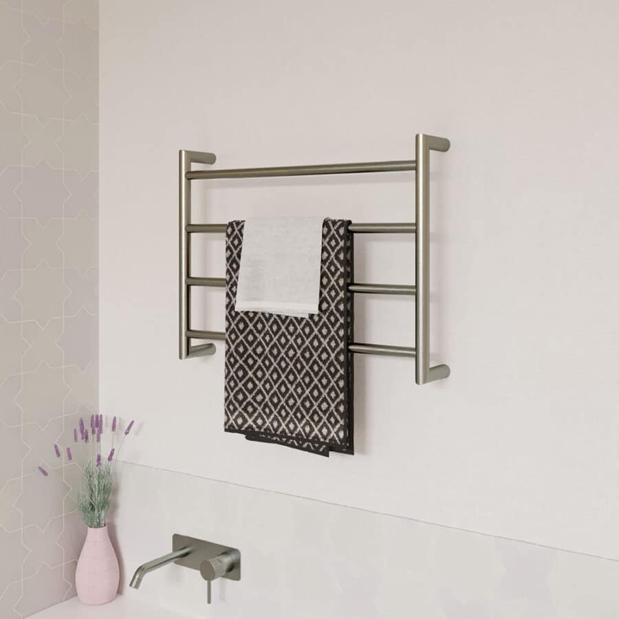 Fienza Kaya Heated Towel Rail, 600 x 450mm, Brushed Nickel