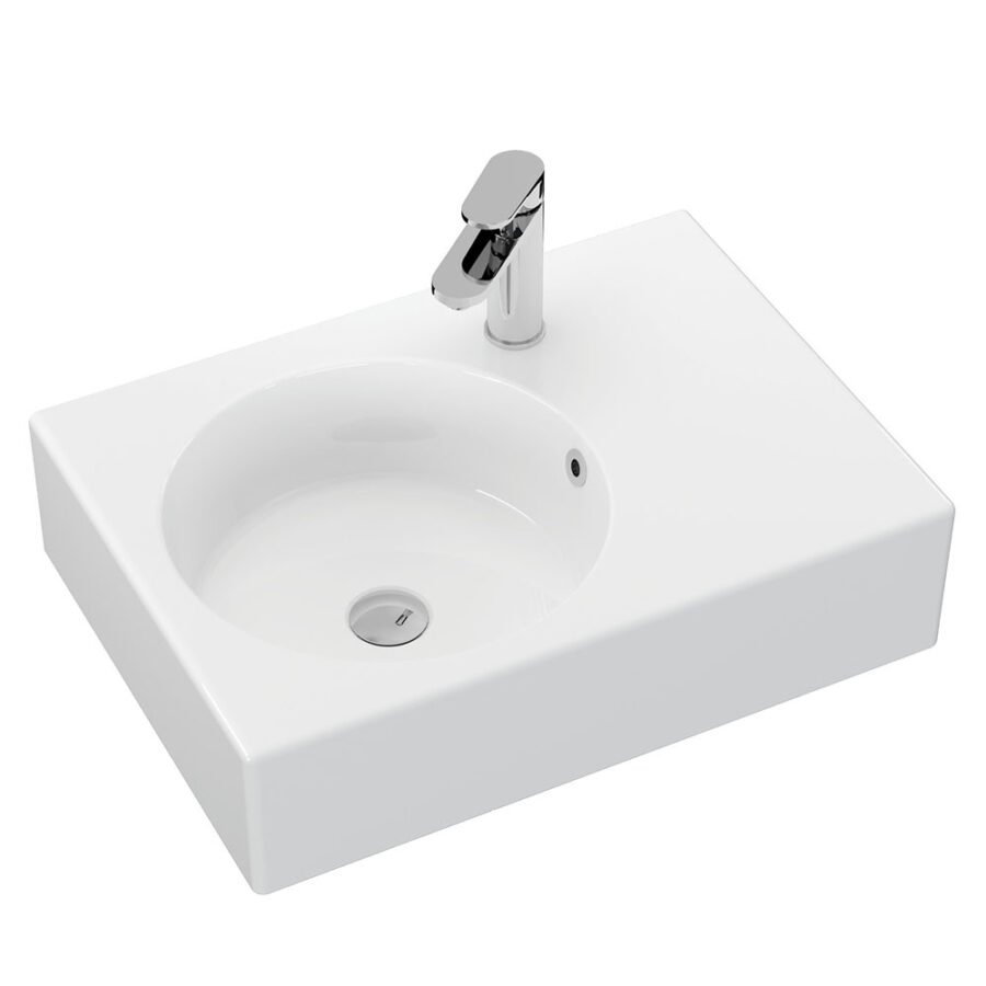 Fienza Reba Left Bowl Wall Basin, 1 Tap Hole