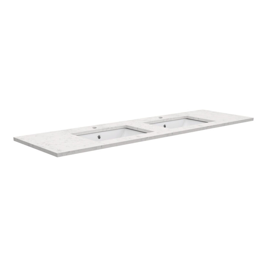 Fienza Sarah Bianco Marble 1500 Undermount Basin-Top, Double Bowl, 1 Tap Hole