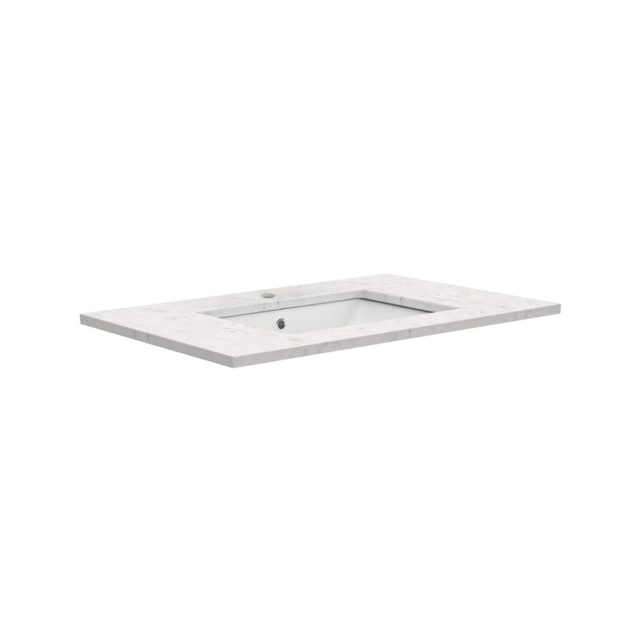 Fienza Sarah Bianco Marble 750 Undermount Basin-Top, 1 Tap Hole