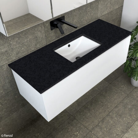 Fienza Sarah Black Sparkle 1200 Undermount Basin-Top, No Tap Hole