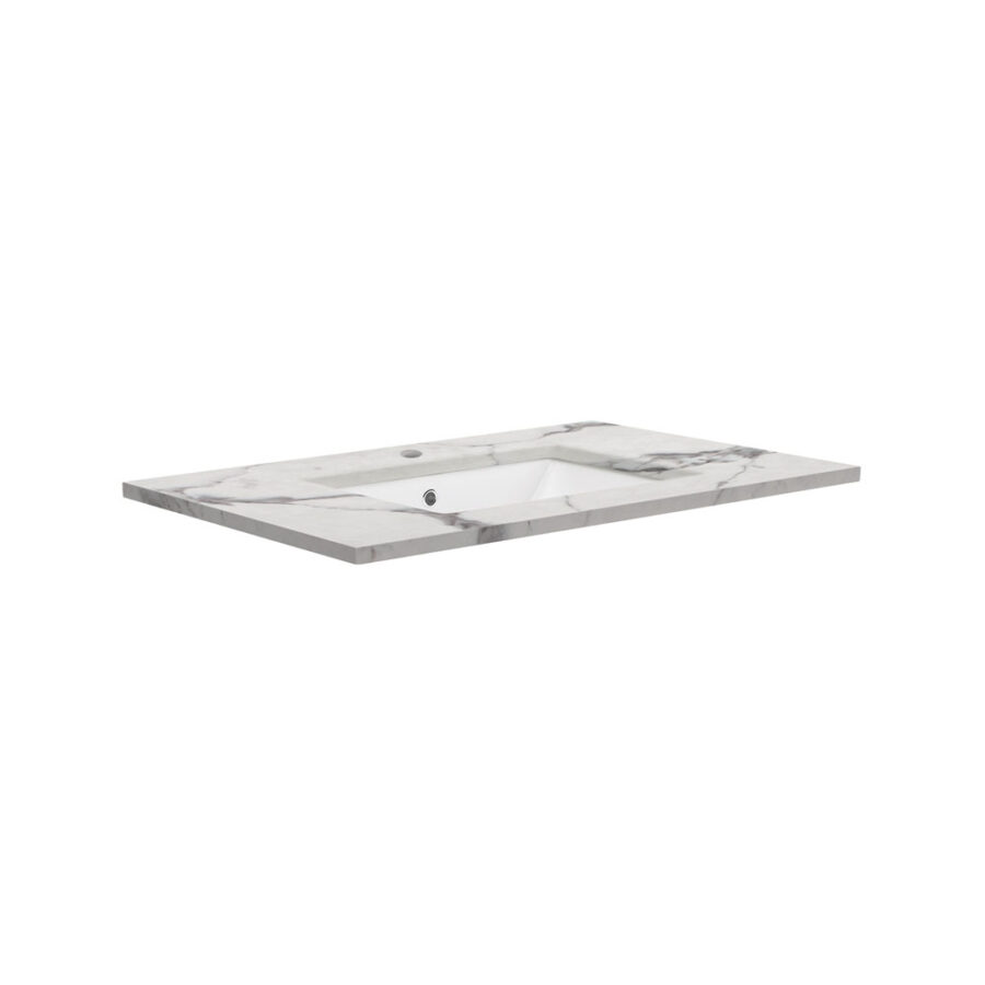 Fienza Sarah Calacatta Marble 750 Undermount Basin-Top, 1 Tap Hole