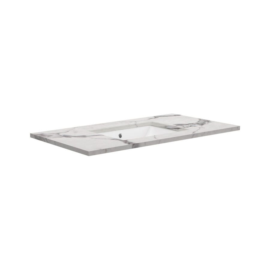 Fienza Sarah Calacatta Marble 900 Undermount Basin-Top, No Tap Hole