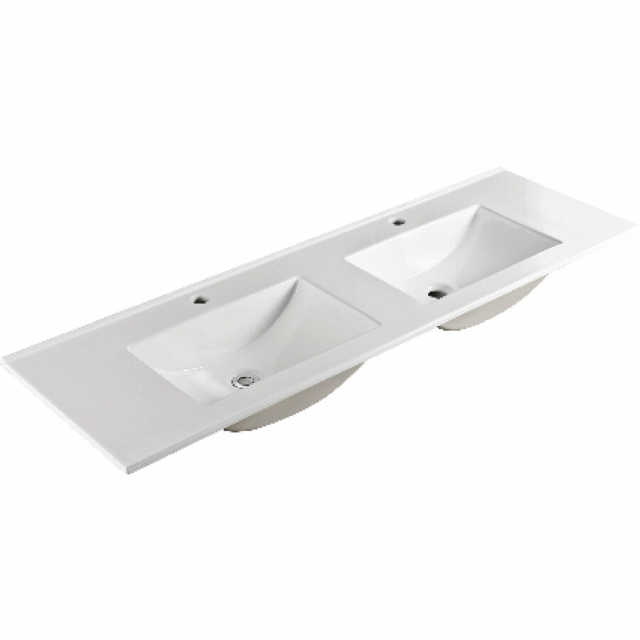 Fienza Vanessa 1500 Double Bowl Poly-Marble Basin-Top