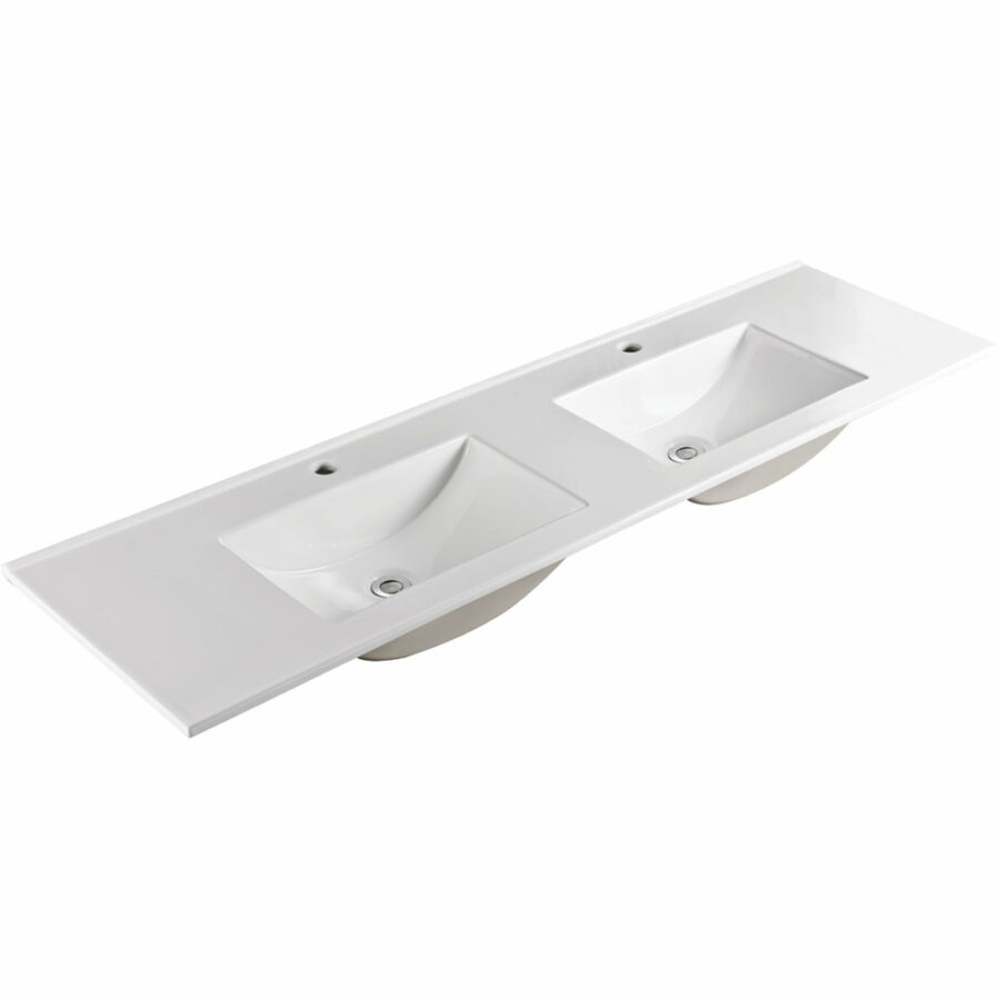 Fienza Vanessa 1800 Double Bowl Poly-Marble Basin-Top