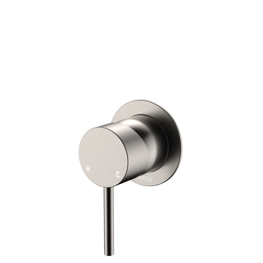 Fienza Kaya Wall Mixer, Small Round Plate, Brushed Nickel