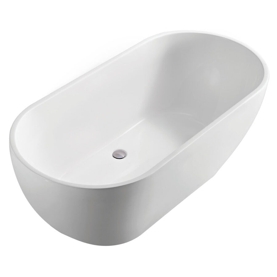 Fienza Koko Matte White Freestanding Acrylic Bath, 1680mm