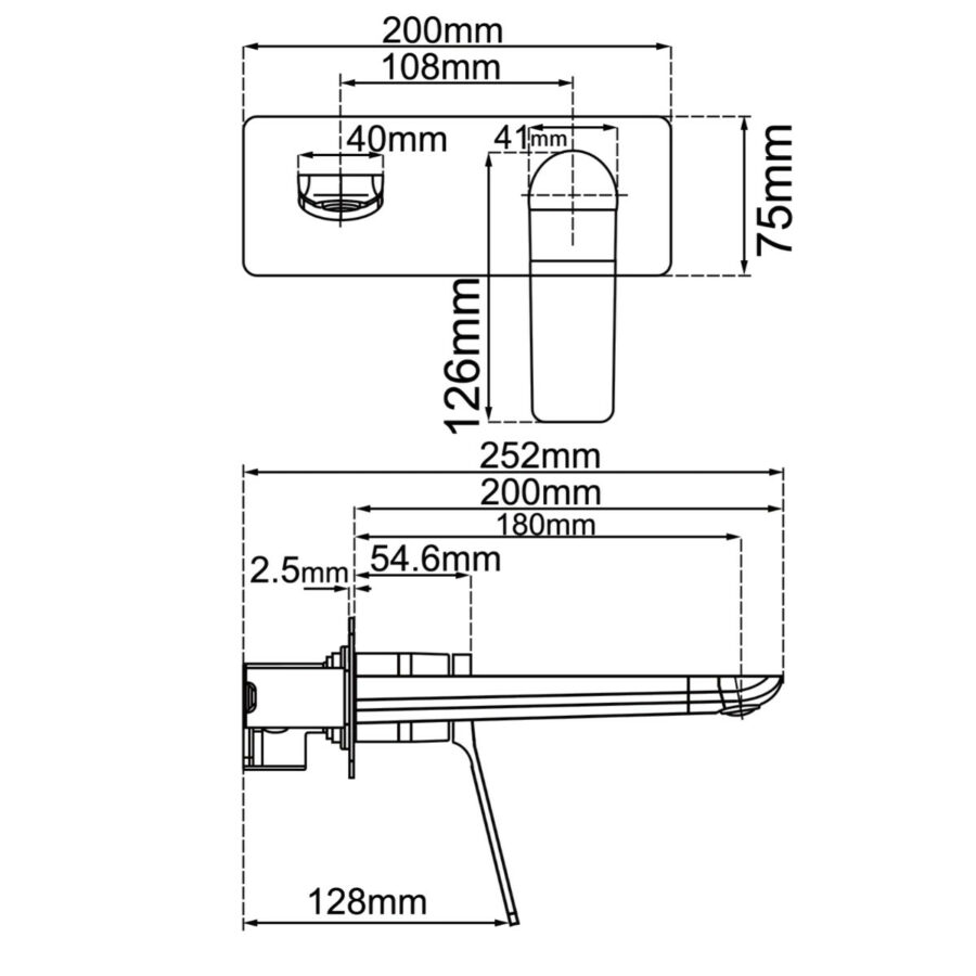 Rushy Series Square Brushed Yellow Gold Wall Mixer With Spout(Color Up)(With Extension)