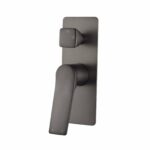 Rushy Square Brushed Gun Metal Grey Wall Mixer With Diverter
