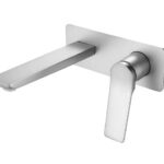 Rushy Square Brushed Nickel Wall Mixer With Spout