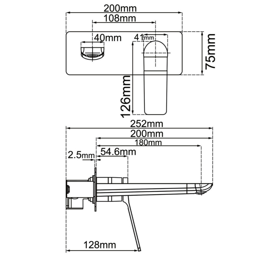 Rushy Square Brushed Nickel Wall Mixer With Spout