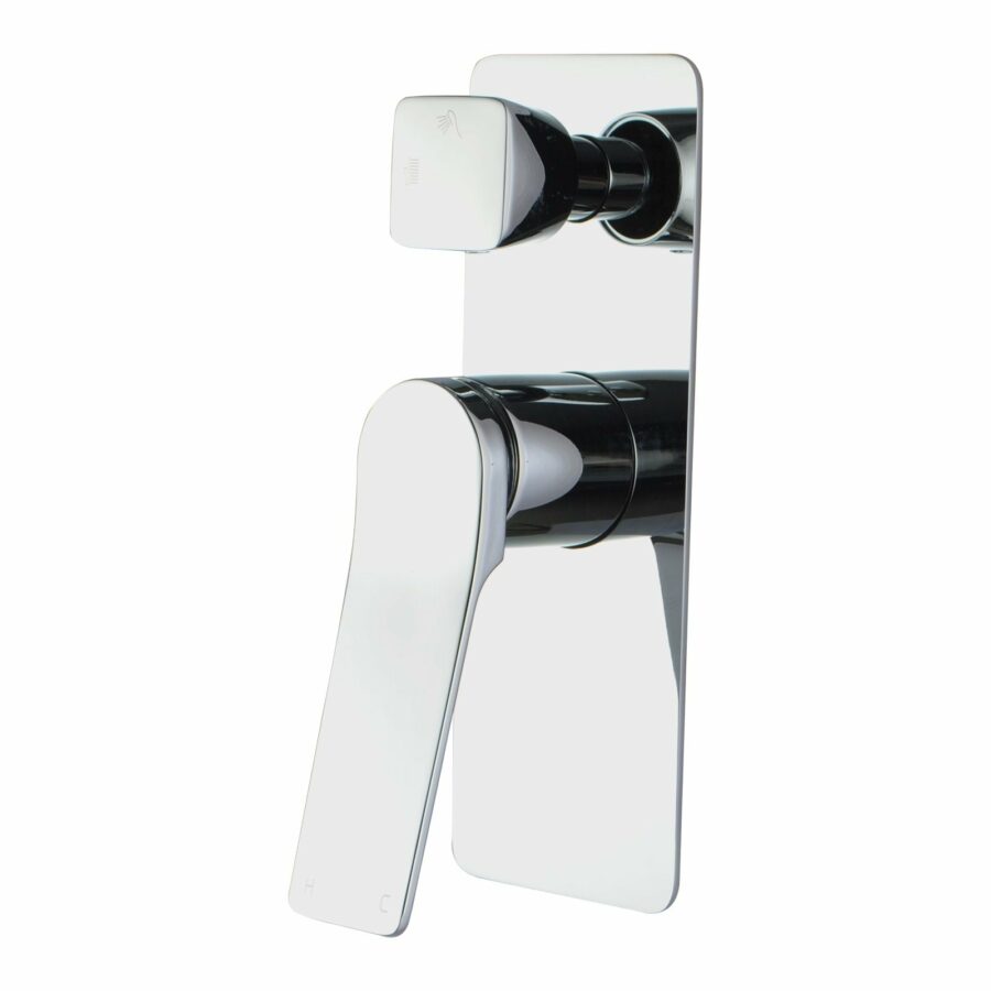 Rushy Square Chrome Wall Mixer With Diverter