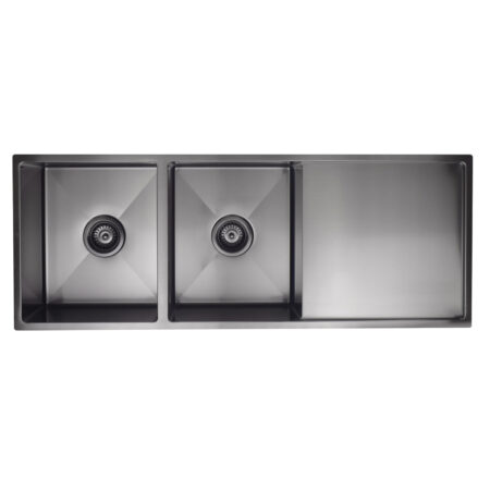 Kitchen Sink - Double Bowl & Drainboard 1160 x 440 - Gunmetal Black
