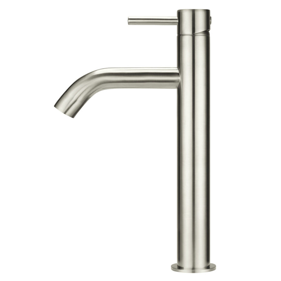 Piccola Tall Basin Mixer Tap with 130mm Spout - PVD Brushed Nickel