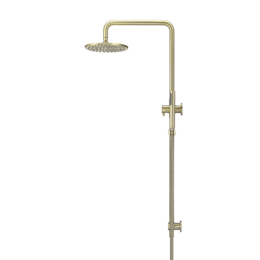 Round Combination Shower Rail 200mm Rose, Single Function Hand Shower - PVD Tiger Bronze