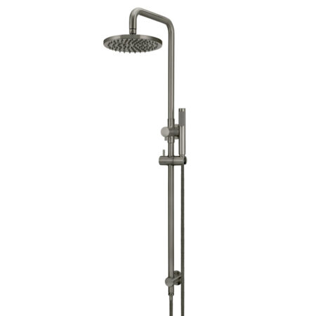 Round Combination Shower Rail 200mm Rose, Single Function Hand Shower - PVD Shadow