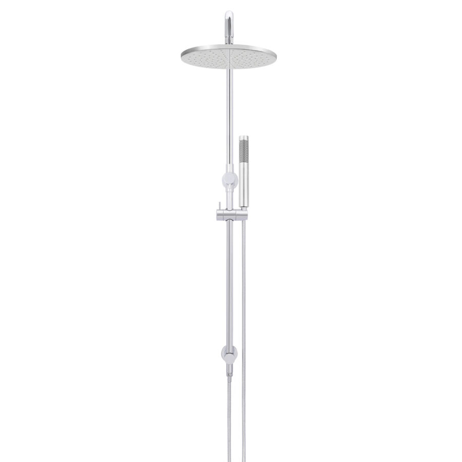 Round Combination Shower Rail 300mm Rose, Single Function Hand Shower - Polished Chrome