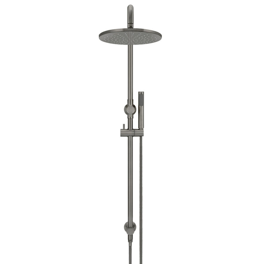 Round Combination Shower Rail 300mm Rose, Single Function Hand Shower - PVD Shadow