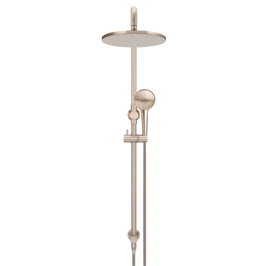 Round Combination Shower Rail 300mm Rose, Three Function Hand Shower - Champagne