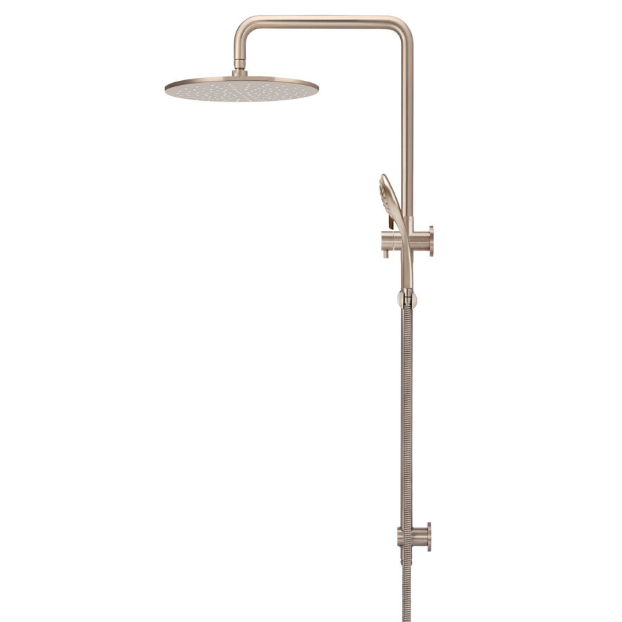 Round Combination Shower Rail 300mm Rose, Three Function Hand Shower - Champagne