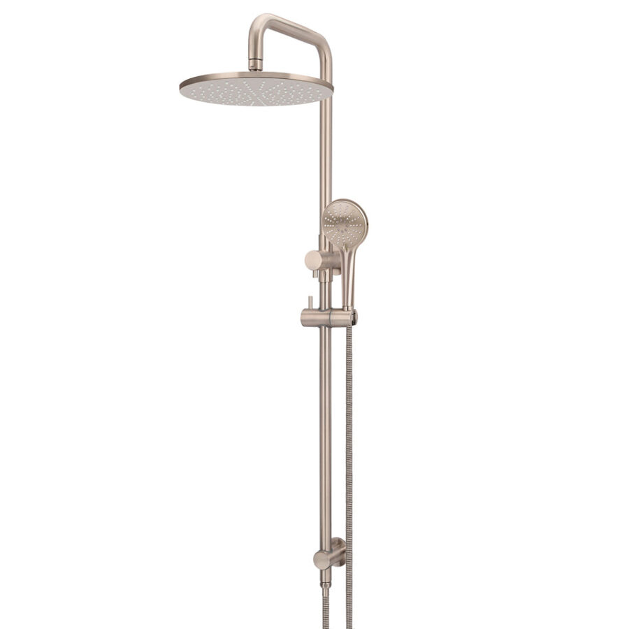 Round Combination Shower Rail 300mm Rose, Three Function Hand Shower - Champagne