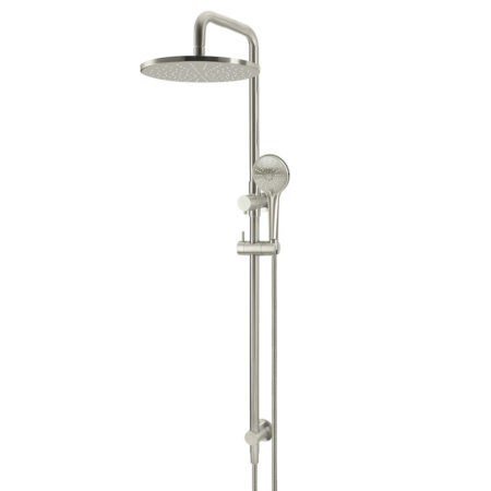 Round Combination Shower Rail 300mm Rose, Three Function Hand Shower - PVD Brushed Nickel