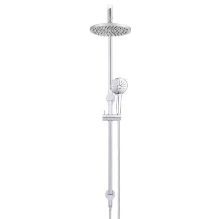 Round Combination Shower Rail 200mm Rose, Three Function Hand Shower - Polished Chrome