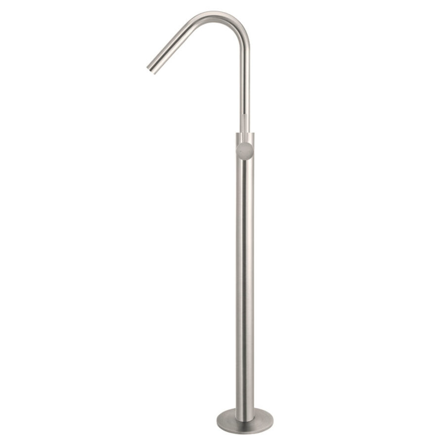 Round Freestanding Bath Spout and Hand Shower - PVD Brushed Nickel
