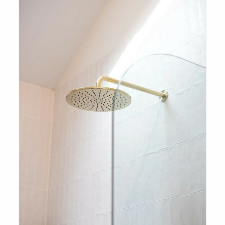 Round Wall Shower Curved Arm 400mm - PDV Tiger Bronze