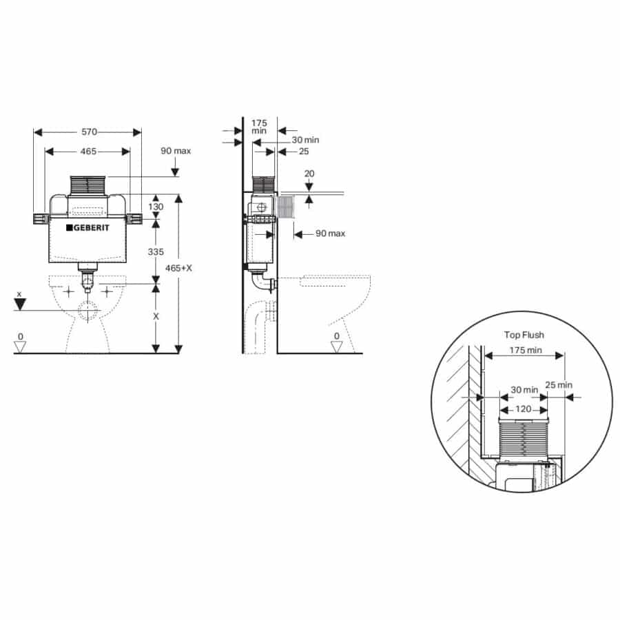 Geberit Kappa Low-Level Concealed Cistern BTW