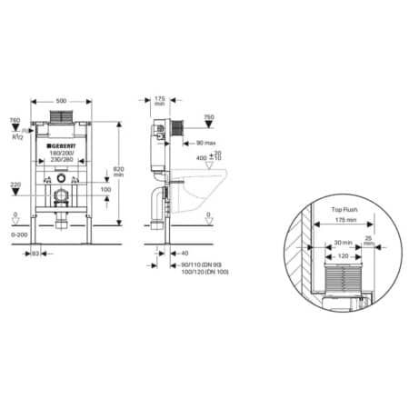 Geberit Kappa Cistern Wall Hung Concealed Cistern