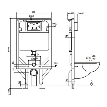 Geberit Alpha R&T Inwall Cistern Wall Hung