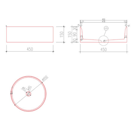 Counter Top Concrete Basin 450
